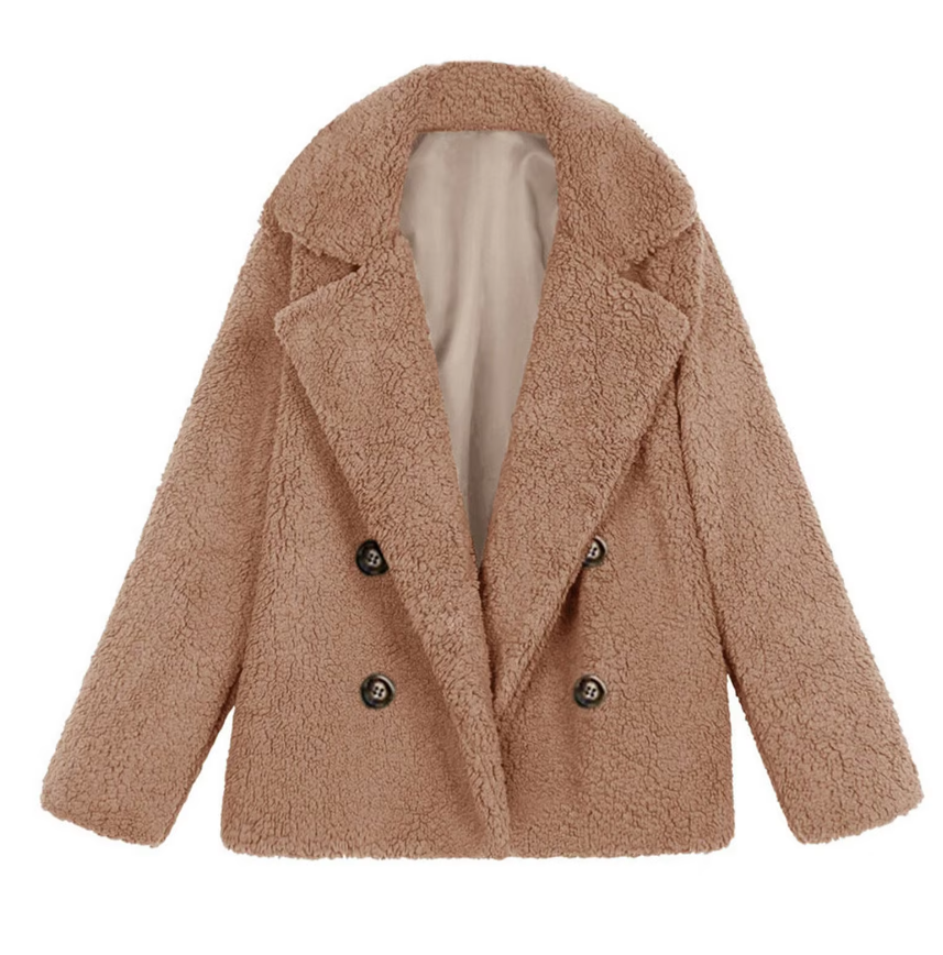 Oversized fluffig fleecejacka för dam, varm & mysig. Perfekt för vintermode, casual stil.