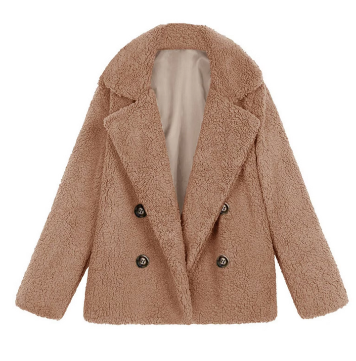Oversized fluffig fleecejacka för dam, varm & mysig. Perfekt för vintermode, casual stil.