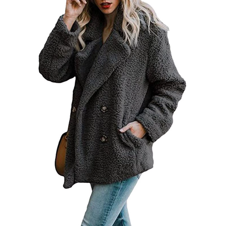 Varm oversized fluffig fleecejacka för dam. Mysig & bekväm, perfekt casual ytterplagg.