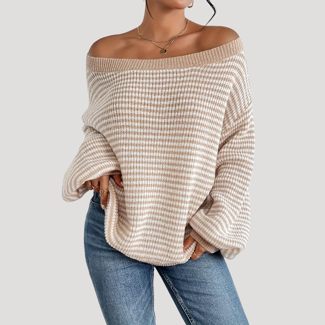 Mjuk och bekväm oversized damtröja, randig design. Idealisk för avslappnat vardagsmode.