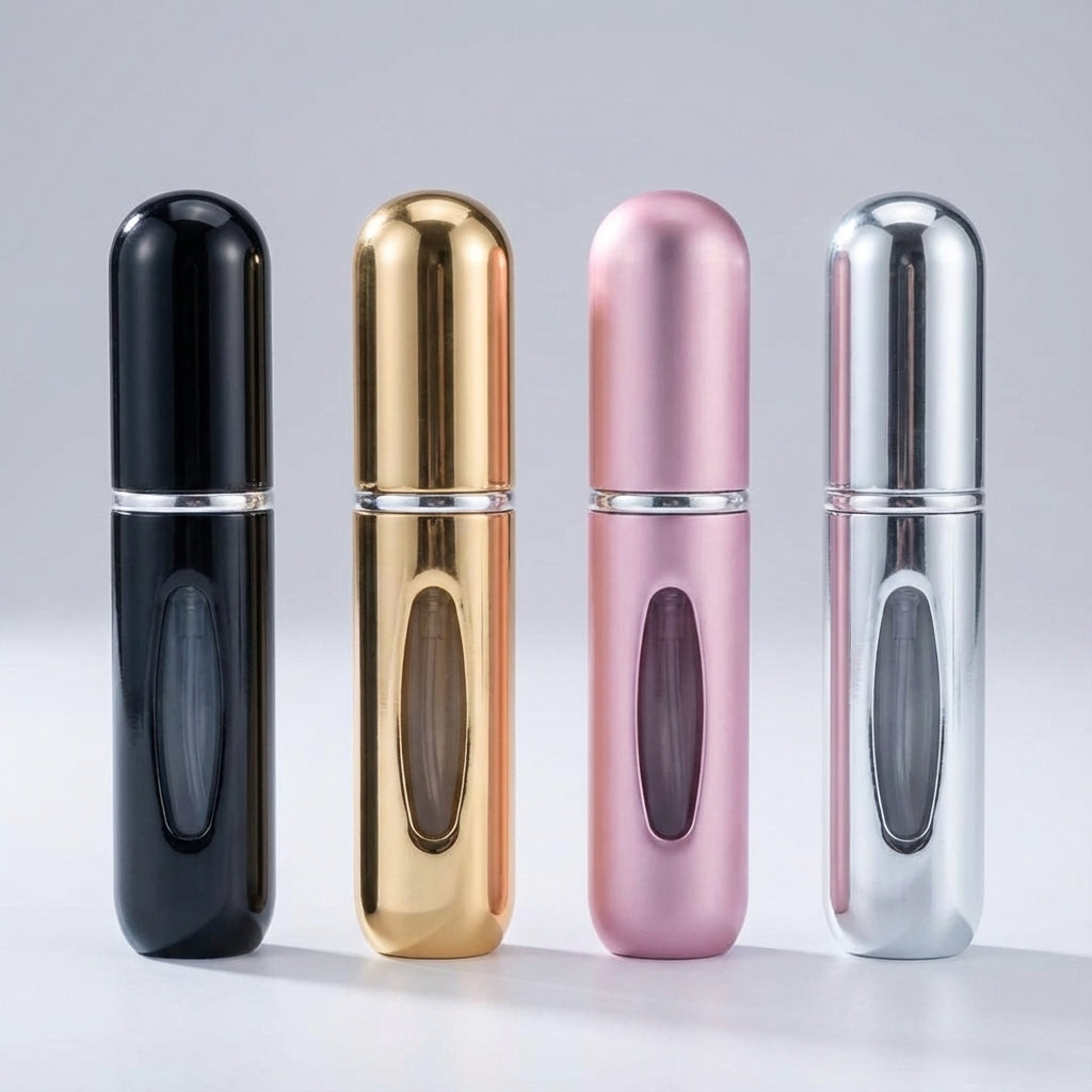 Liten påfyllbar parfymatomisator i aluminium, en oumbärlig reseflaska för alla dina dofter.