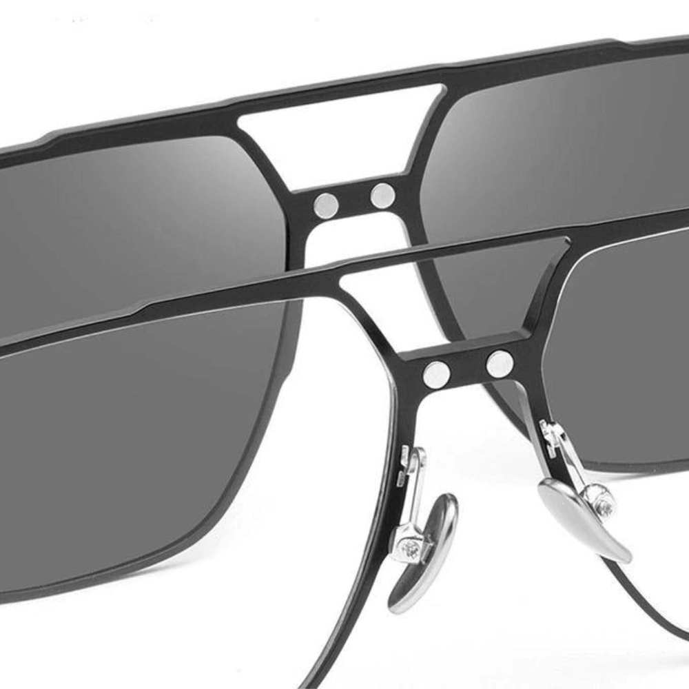 3-i-1 glasögon med utbytbara magnetiska linser: polariserade solglas, gula nattlinser & klara optiska.