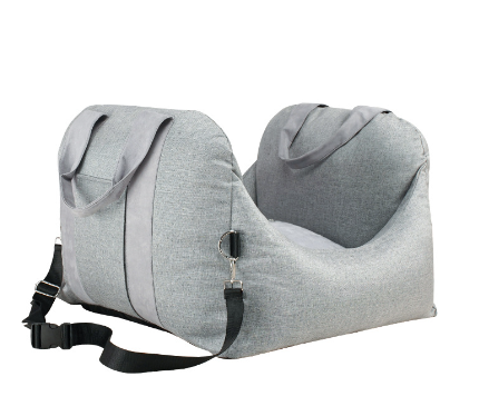Säker & bekväm portabel bilbarnstol för hund. Robust nylon i mörkgrått. Perfekt för trygga bilresor.