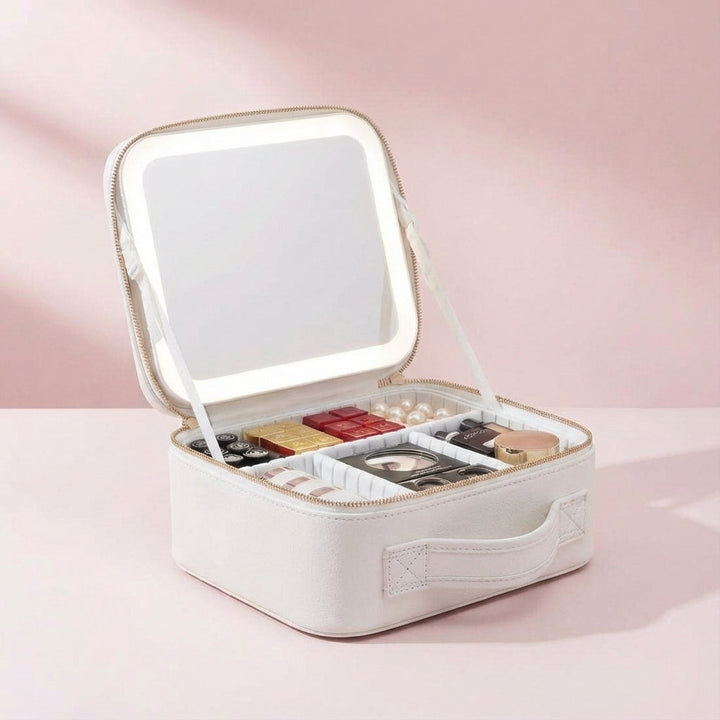 Professionell portabel sminkstation, med inbyggd LED-spegel. Perfekt för makeup artister och resor.