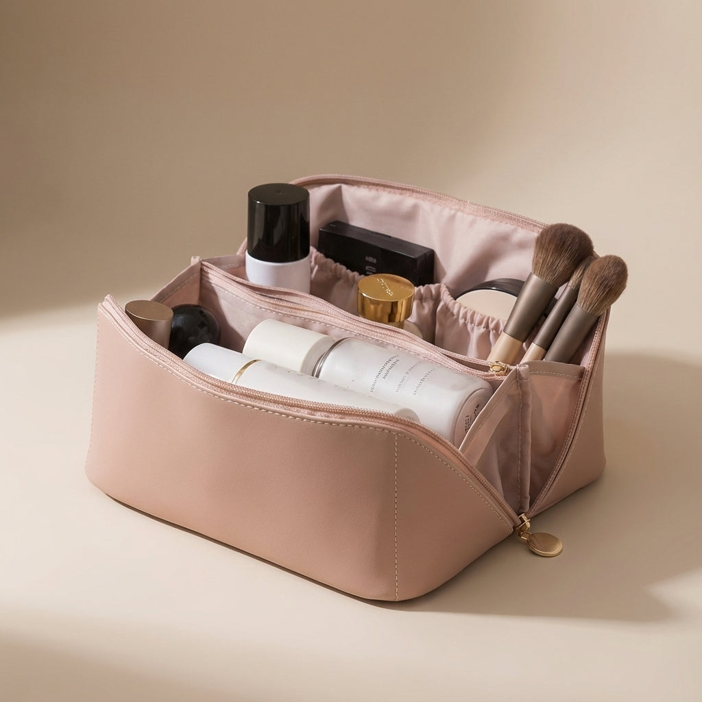 Praktisk sminkorganiserare för badrummet, håller din makeup välorganiserad.