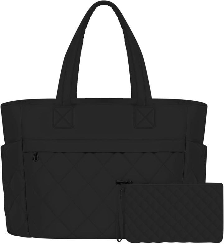 Professionell svart arbetsväska för kvinnor, fackindelad laptopväska från Selvara, perfekt för affärer & pendling.