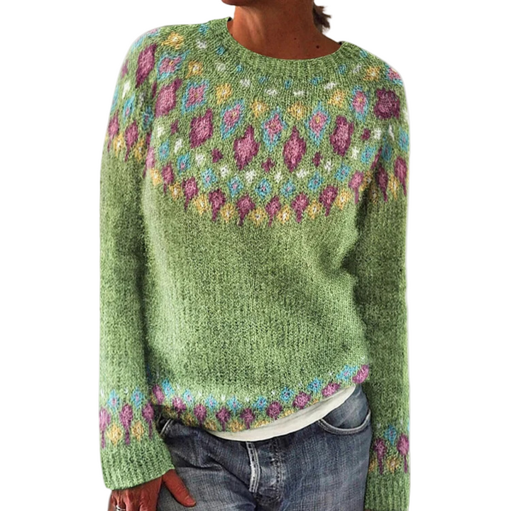 Randig damtröja för hösten, perfekt för en bekväm och stilren vardagslook.