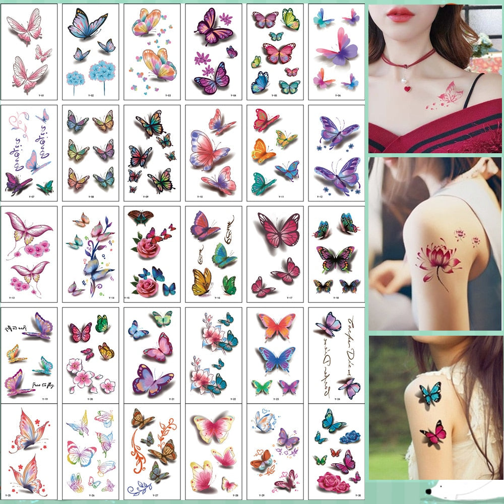 Realistisk 3D temporär tatuering för smärtfri kroppskonst. Lätt att applicera, säker för huden.