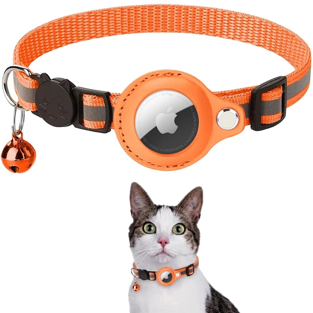 GPS-halsband med reflex för katt. Kombinerar spårning och synlighet för en säker utomhuskatt.