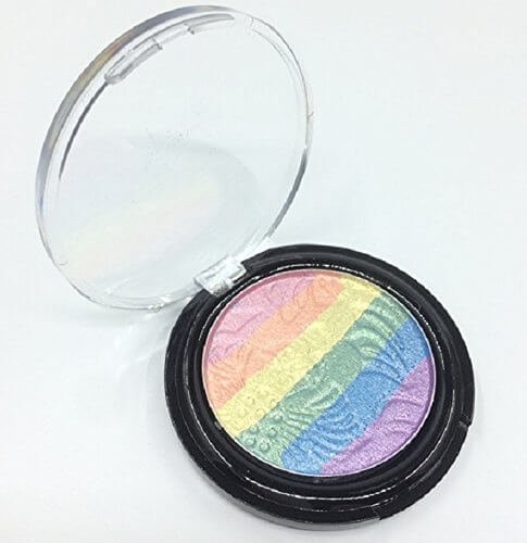 Regnbågscontourpalett för ansiktet. Idealisk för iriserande glow, ögonskugga eller som highlighter-makeup.