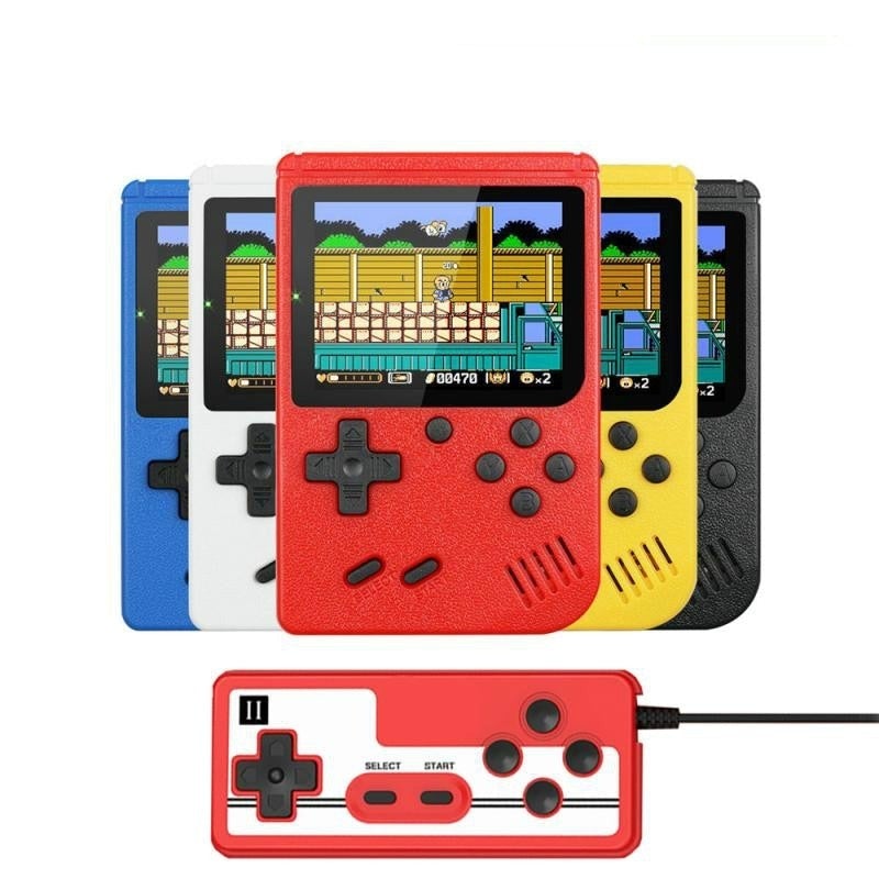 Retro handhållen spelkonsol med 400 klassiska spel i röd färg