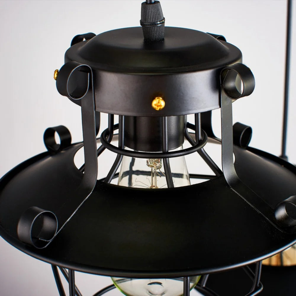Hängande retro industriell lampa i borstad aluminium, dimbar. Vintage design belysning för kök, matsal & vardagsrum.