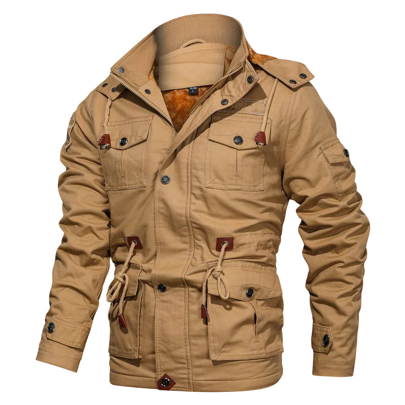 Robust herrjacka med varmt fleecefoder i militärstil. Perfekt vinterjacka & ytterplagg för utomhusbruk.