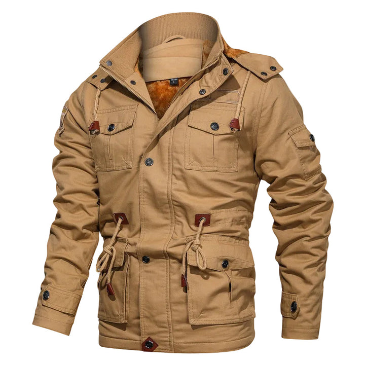 Robust herrjacka med varmt fleecefoder i militärstil. Perfekt vinterjacka & ytterplagg för utomhusbruk.