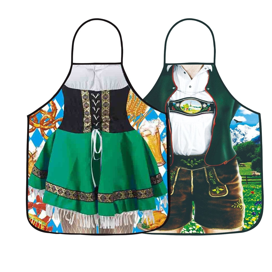 Parförkläde för Oktoberfest med roliga 3D-motiv, idealiskt för festliga grillkvällar