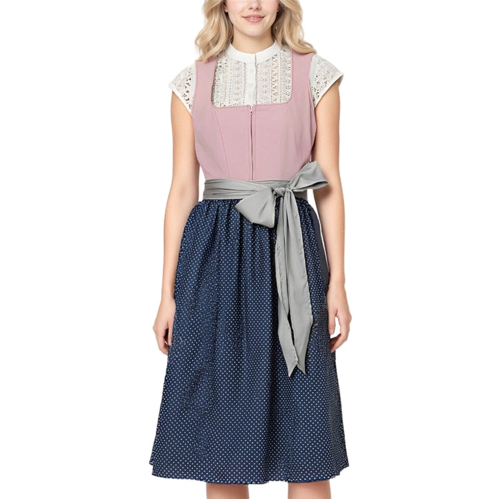 Rosa romantisk dirndl klänning för kvinnor, perfekt till Oktoberfest och fest.