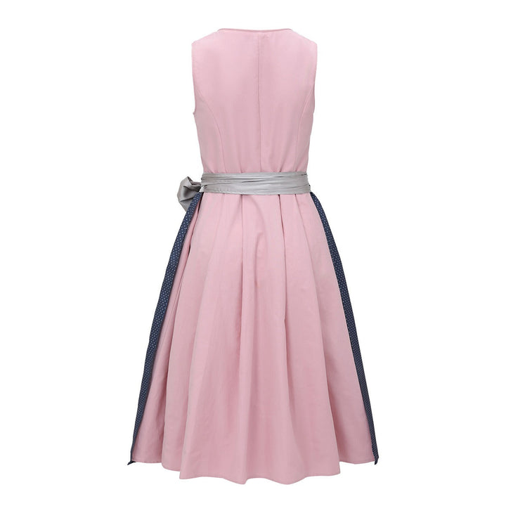 Flödande rosa dirndl kjol med spetsdetaljer, idealisk för fest och folkliga evenemang.