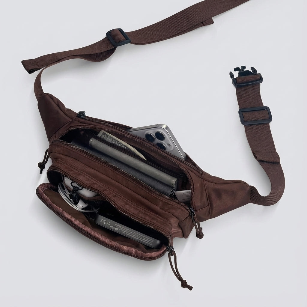Slitstark nylon bältesväska, justerbar för midja eller crossbody, perfekt för vardag.