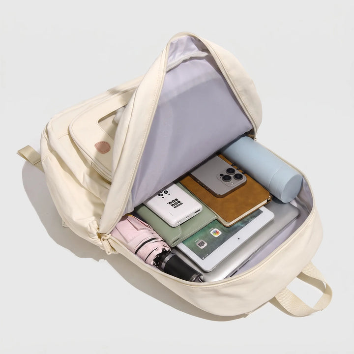 Färggrann skolryggsäck, rymlig elevryggsäck med preppy design och anpassningsbart fönster.