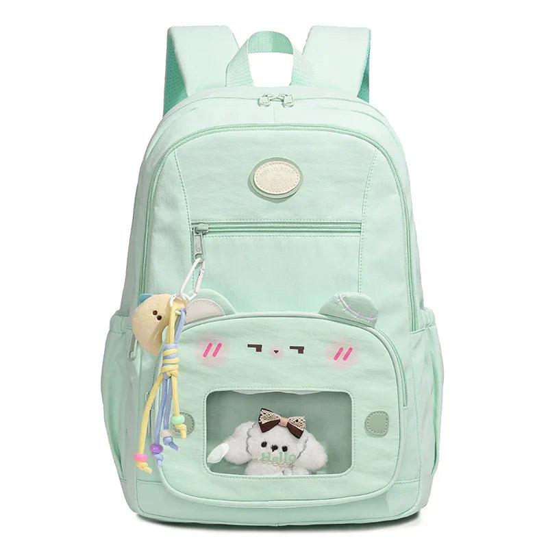 Preppy dagryggsäck för skola, rymlig skolryggsäck med anpassningsbart fönster och laptopfack för vardag.