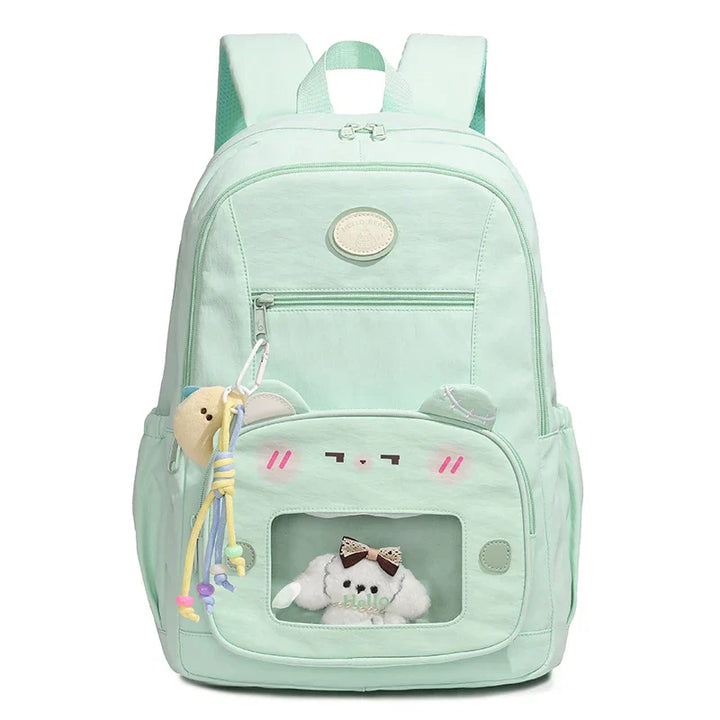 Preppy dagryggsäck för skola, rymlig skolryggsäck med anpassningsbart fönster och laptopfack för vardag.