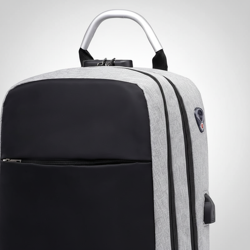 Stilren vardagsryggsäck för kontor och pendling. Funktionell säkerhetsryggsäck med laptopfack och antistöldskydd.