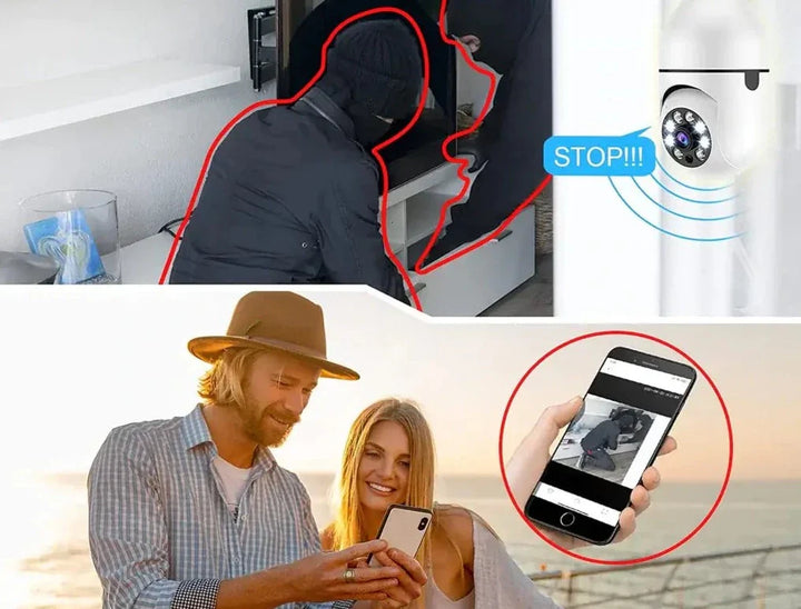 E27 wifi kamera med mörkerseende och rörelsedetektering. Effektiv övervakning inomhus.