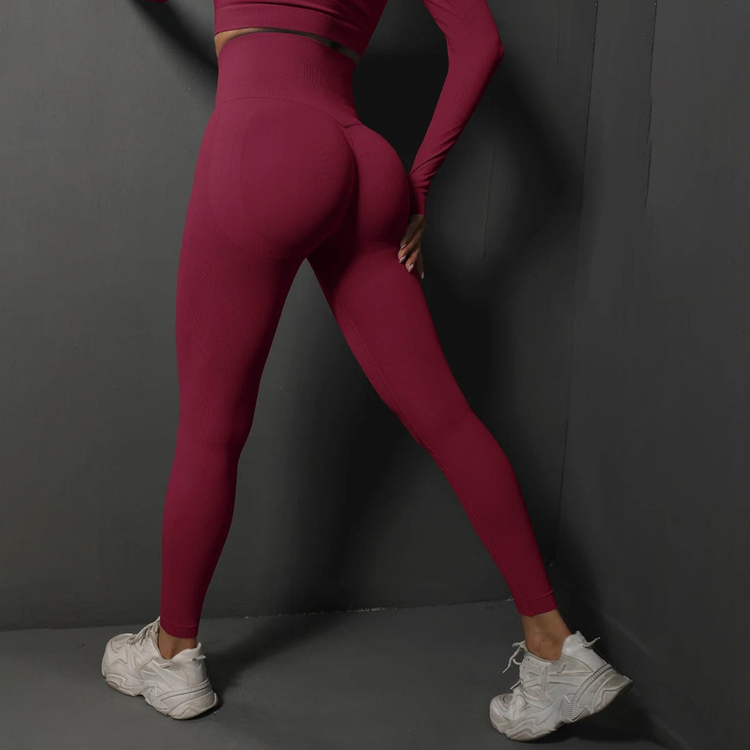 Bekväma sömlösa sportleggings med hög midja för kvinnor. Idealisk för gym, yoga & aktiv livsstil.