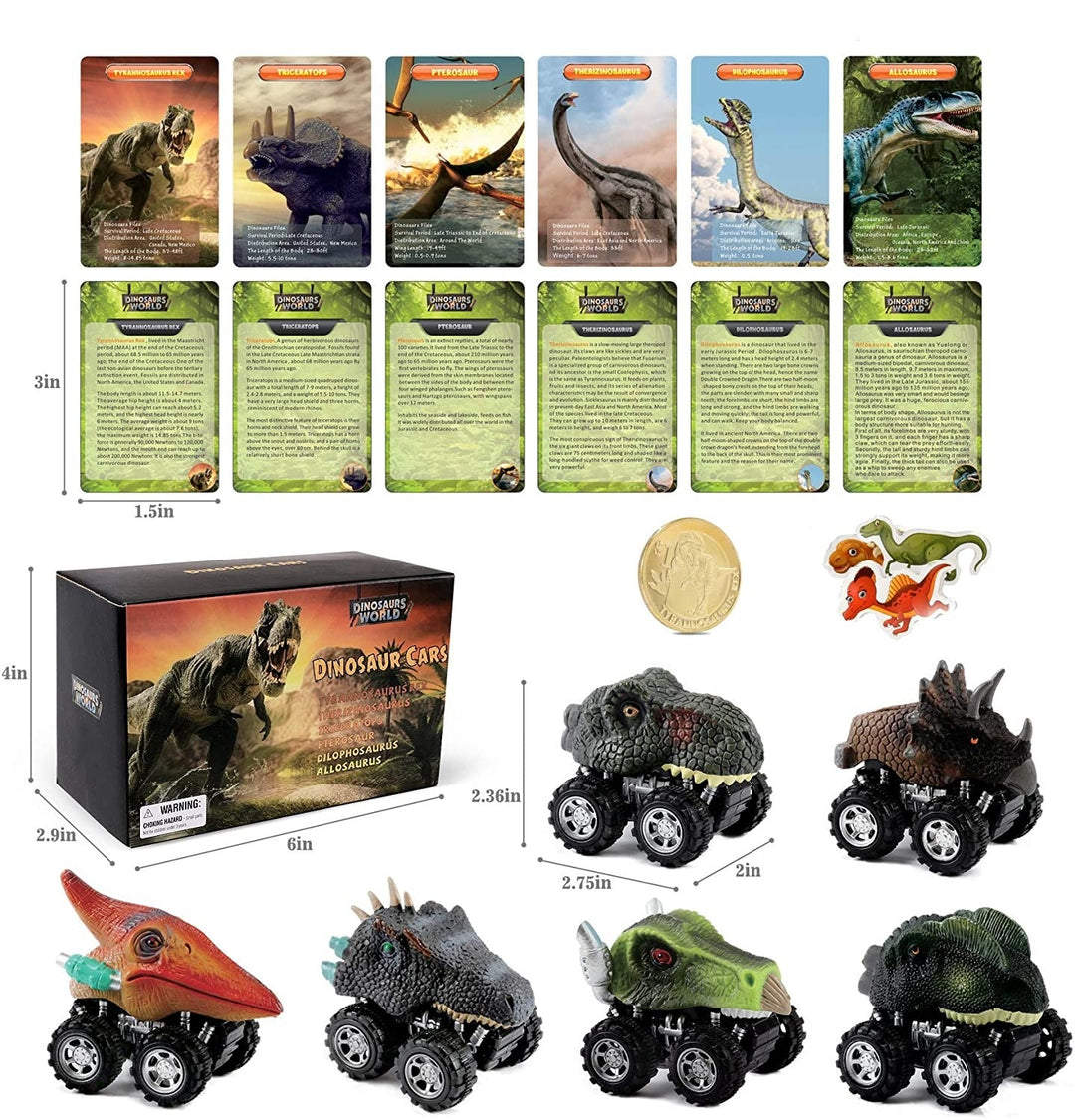 Detaljbild av en Pterodactylus minibildragbil röd och gul, visar robust design för små barn.