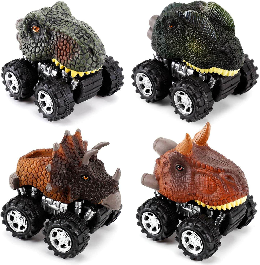 Hela uppsättningen av sex dinosaurie lekfordon, redo att tas ur förpackningen för oändlig lekstund.