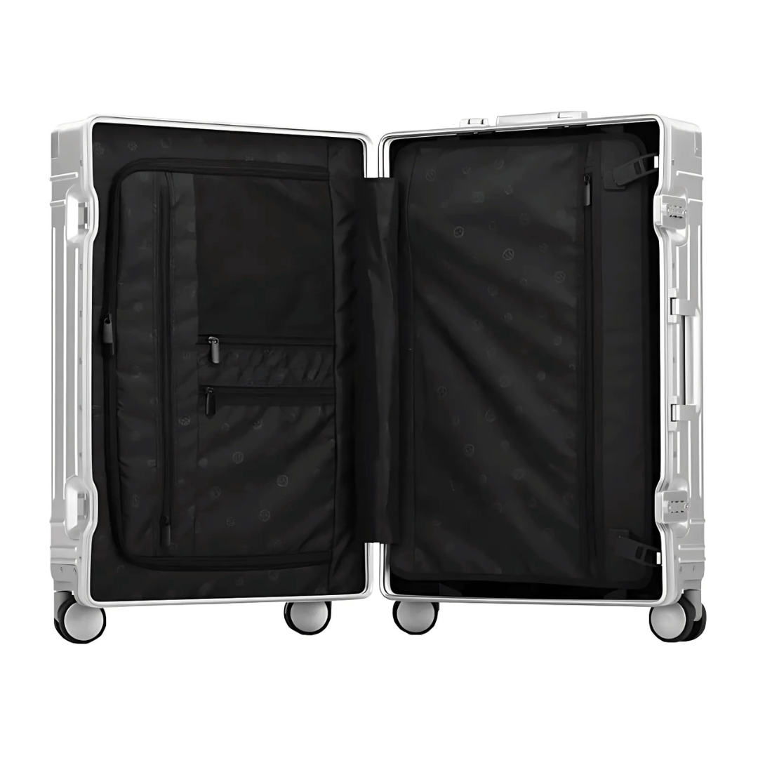 Robust unisex bagage i grått med organiserad inredning och säker TSA-funktion. Perfekt för resor.