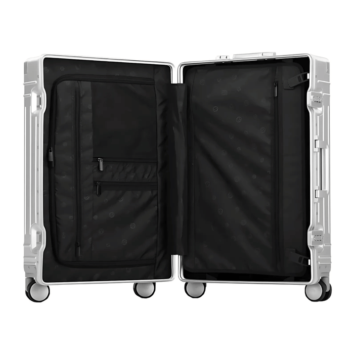 Robust unisex bagage i grått med organiserad inredning och säker TSA-funktion. Perfekt för resor.