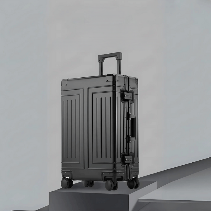 Säker silver unisex resväska med TSA-lås och en elegant, robust konstruktion.