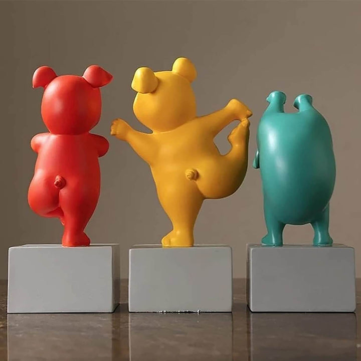 Konstfull bulldog figur med yogaställning, en unik heminredningsdetalj i harts.