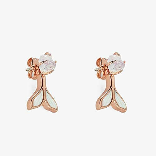 Sjöjungfru svansörhängen i roséguld med glittrande kristaller. Eleganta damörhängen.