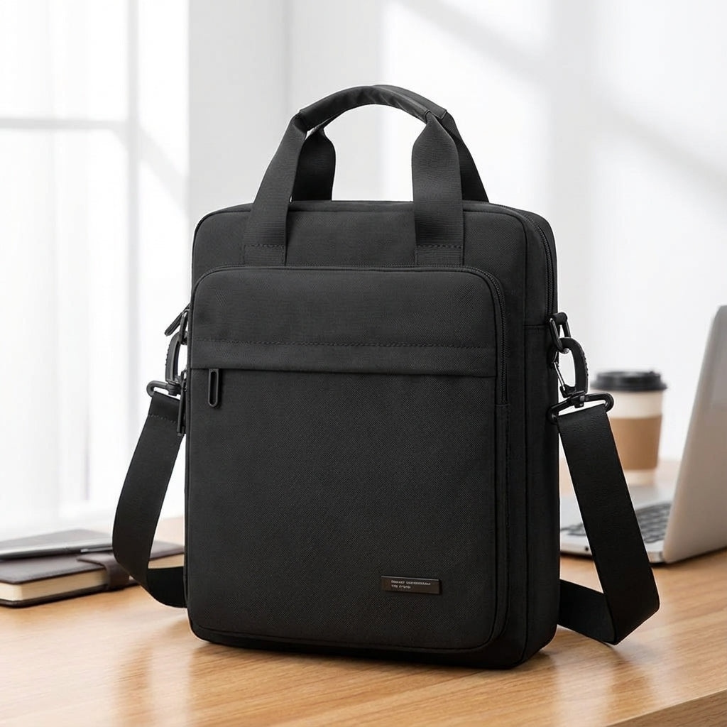 Slimmad unisex budväska för laptop och dokument. Vattentät affärsväska, perfekt för jobb och resor.