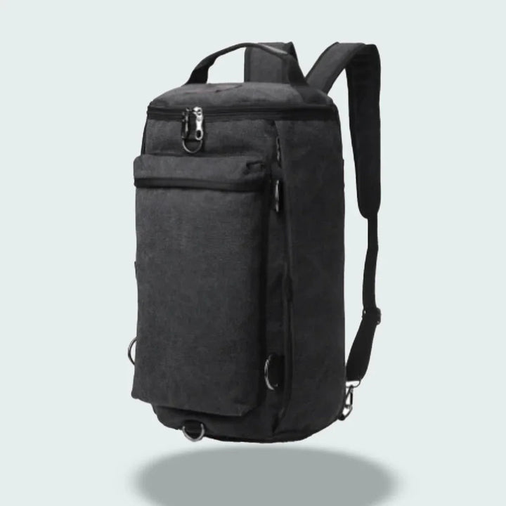 Organiserande interiör i herrryggsäck för resor, med plats för laptop och viktig packning.
