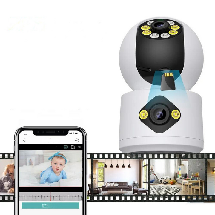 Enkel att installera 4MP WiFi-kamera med dubbla linser för smart och pålitlig övervakning av ditt hem.
