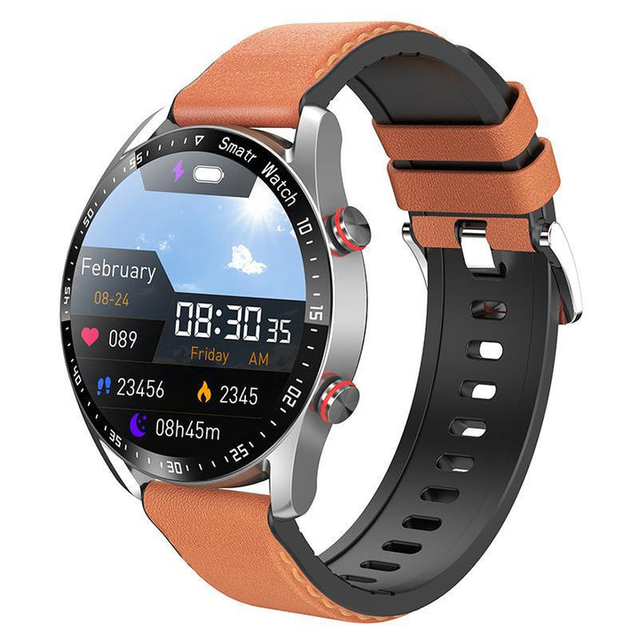 Profilbild smartklocka med tunnt chassi. Avancerad blodsocker- & hälsoövervakning samt stegräknare. Bluetooth.