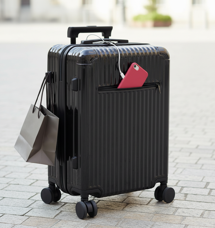 Smidig rullväska med USB-port, perfekt för weekendresa. Hardcase-design och lättrullande hjul för enkel transport.