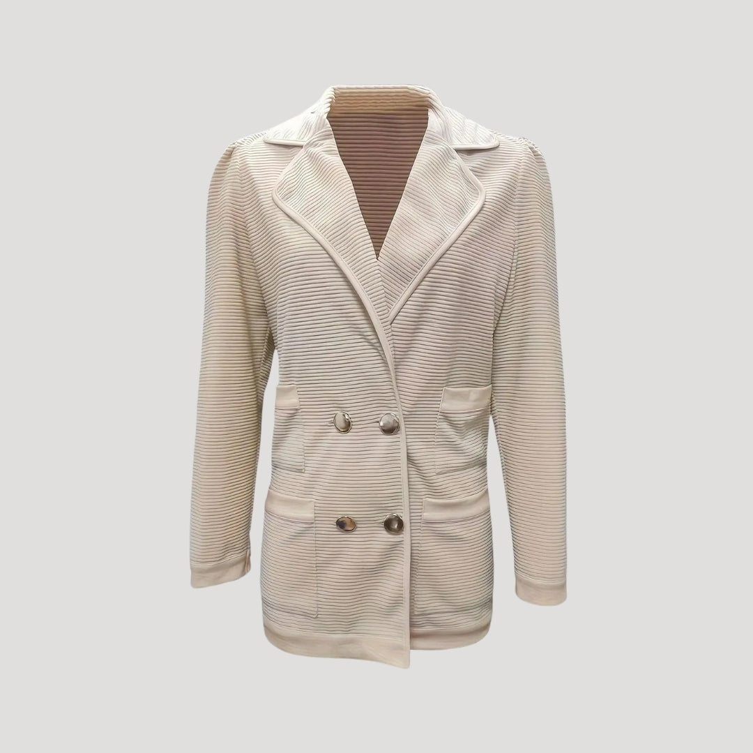 Sofistikerad dubbelknäppt blazer för kvinnor, perfekt för kontorskläder. Ger en elegant och professionell stil.