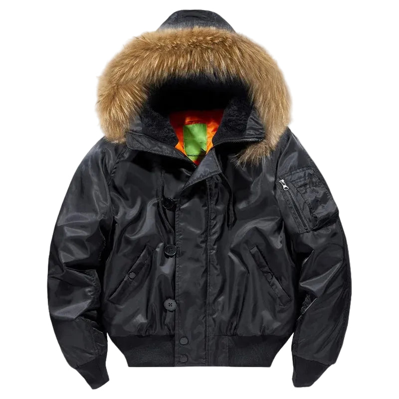 Snygg herr bomberjacka i taktisk stil. Varm och mångsidig höstjacka för en casual look.