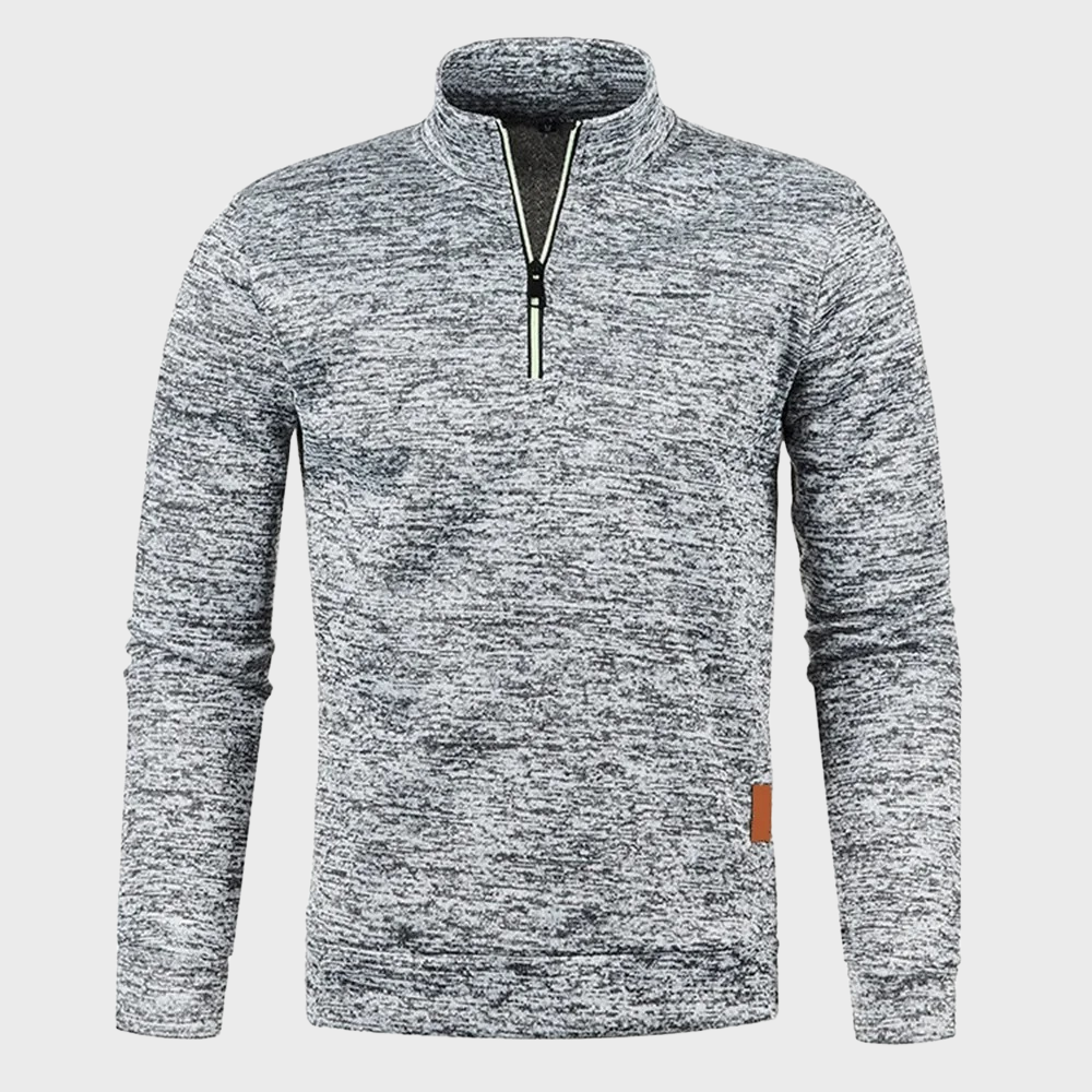 Maskulin herrtröja med dragkedja, perfekt för höstmode och vardagsstil. Komfortabel och mångsidig design.
