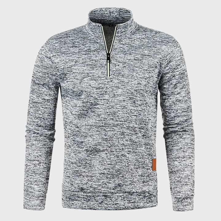 Maskulin herrtröja med dragkedja, perfekt för höstmode och vardagsstil. Komfortabel och mångsidig design.
