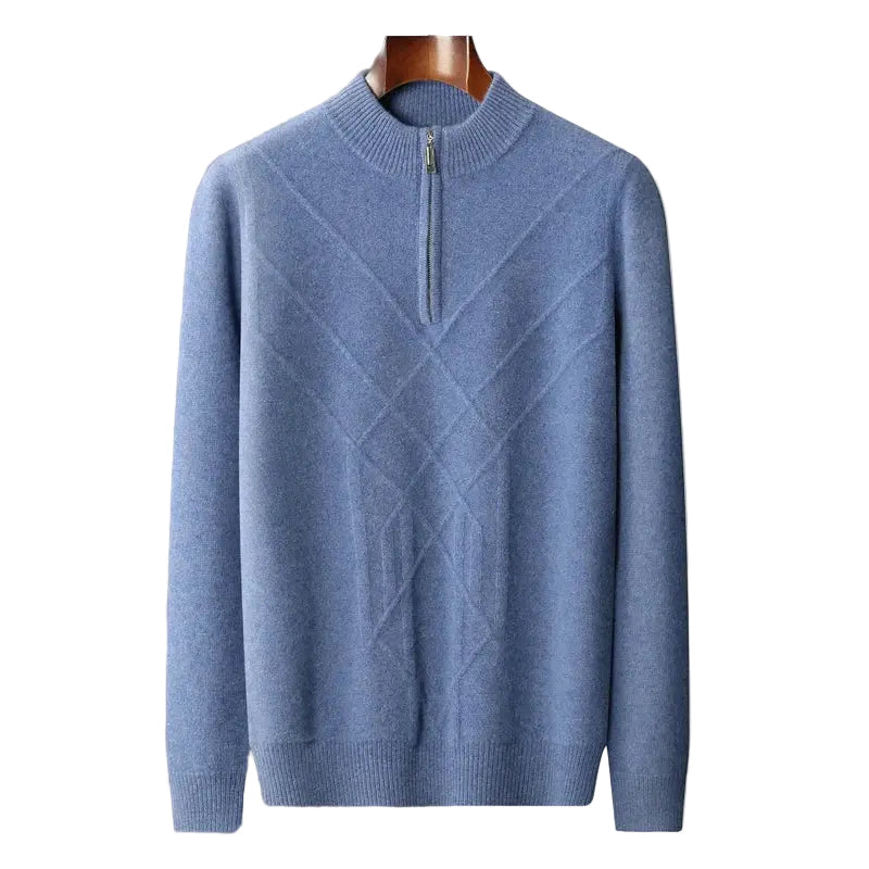 Snygg herrtröja med strukturerad polokrage för stilren vardagslook. Komfortabel höst- och vintertröja.