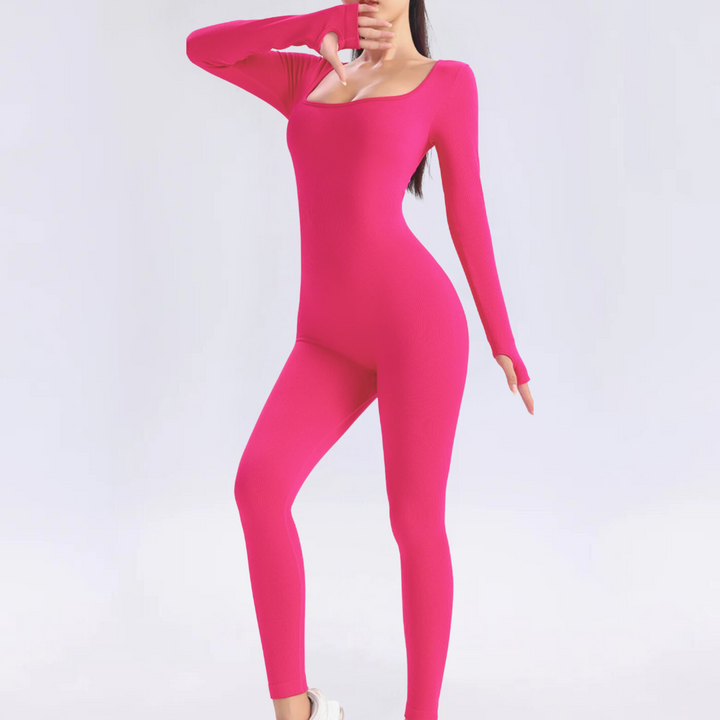 Modern kvinnors heldräkt med lång ärm, en sportig jumpsuit för optimal stil och komfort hela dagen.