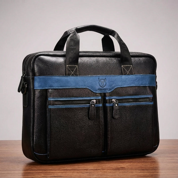 UrbanSling läder datorväska. Perfekt för pendling & arbete, med plats för laptop & viktiga dokument.