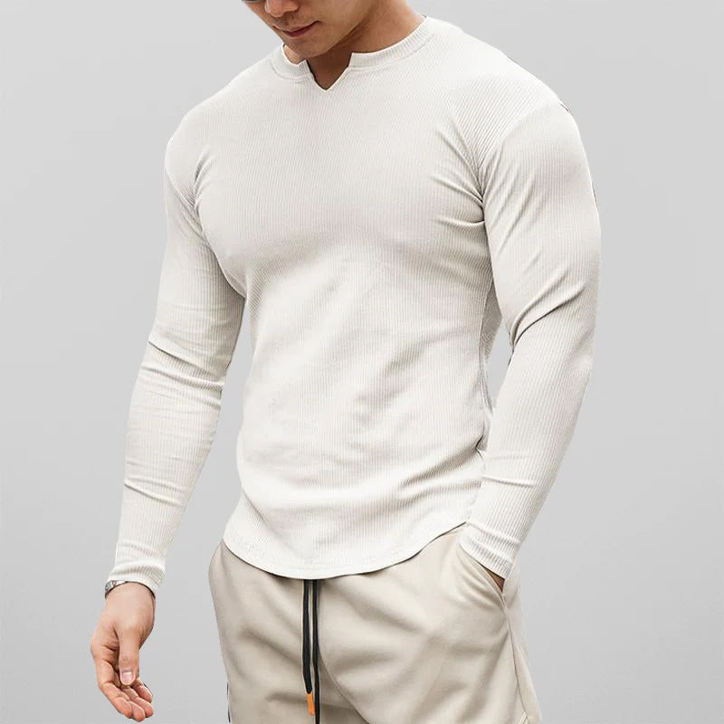 Stilren modern herrskjorta, långärmad och bekväm för en snygg avslappnad look.