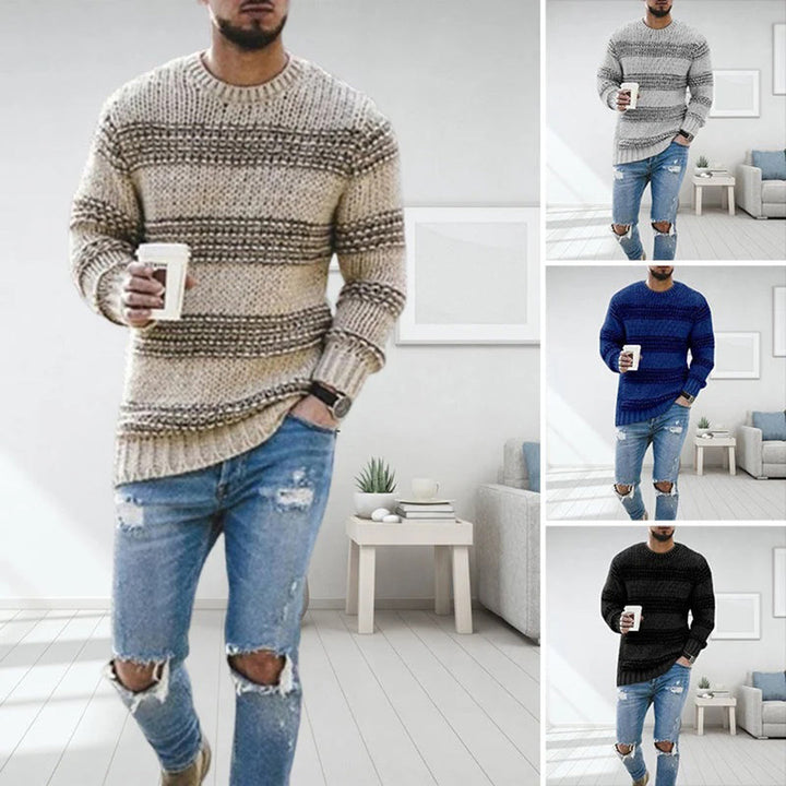 Bekväm stickad vintertröja för män. Mjuk vardagströja med modern stil, perfekt för hösten.