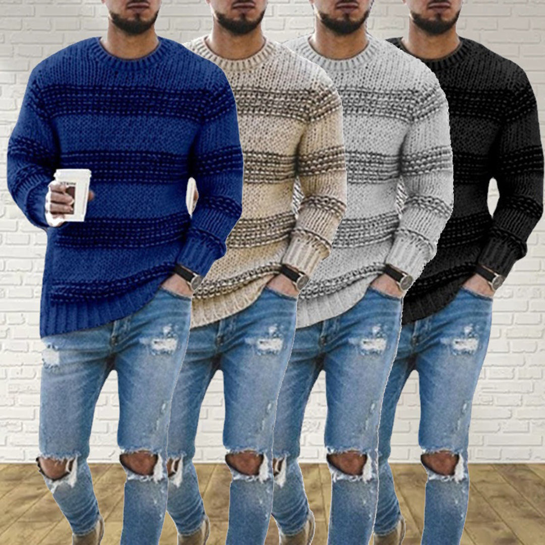Mjuk & varm herrtröja i stickat för kallare dagar. Mångsidig vardagslook med modern touch.